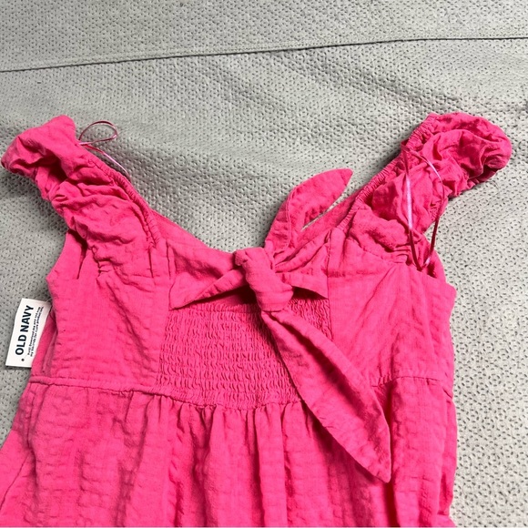 Old Navy Women’s Pink V Neck Gauze Bow Tie Back Tiered MIDI Dress Size Small NWT - Picture 6 of 7